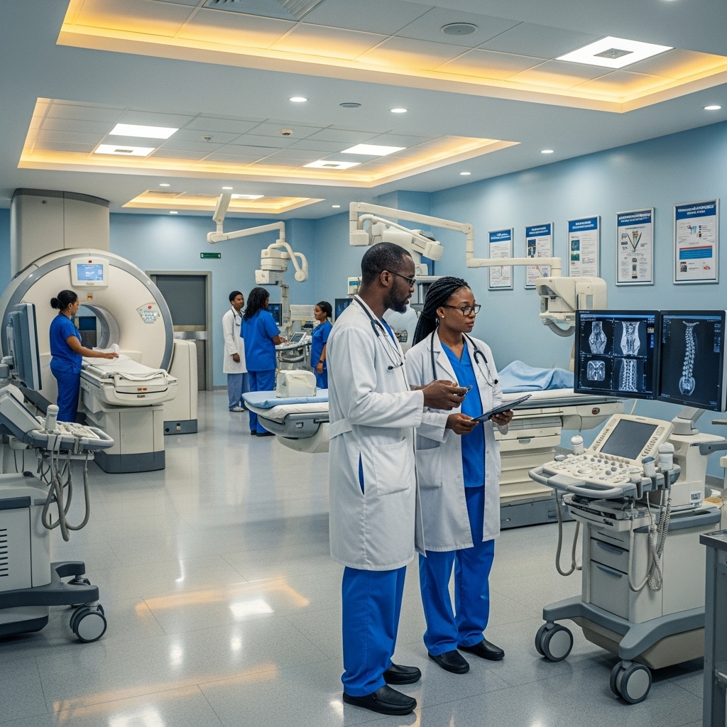 Healthcare professionals reviewing radiology information